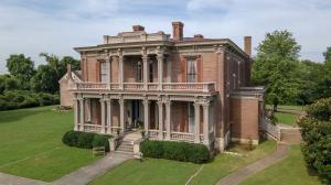 Two Rivers Mansion (Courtesy Friends of Two Rivers) — drone photo of Two Rivers Mansion in Donelson neighborhood of Nashville, Tennessee