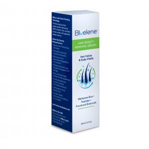 Bluelene Hair Density Renewal Serum+  highlighting Mblue Labs’  scalp and hair regeneration technology formulated with methylene blue, bioactive peptides, amino acids, and functional botanicals to support hair follicle stem cell viability, mitochondrial f