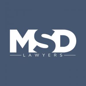 MSD Lawyers, Los Angeles employment and personal injury attorneys, logo on gray background