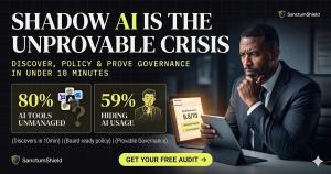 SanctumShield launch graphic — AI governance you can prove. The first SaaS purpose-built for mid-market Agent Governance.