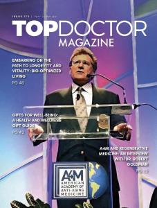 Dr. Robert Goldman featured on the cover of Top Doctor Magazine for his contributions to longevity medicine, anti-aging research, fitness innovation, sports science, and global health leadership.