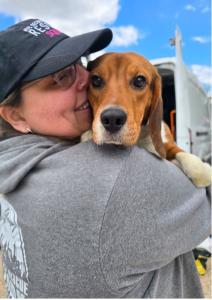 Beagle with NYC Second Chance Rescue’s Agnes Reichert (Image Credit: NYC Second Chance Rescue)