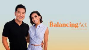 The Balancing Act Logo with Photo of New Hosts Mario & Courtney Lopez