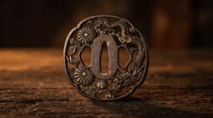 the tsuba of a japanese sword