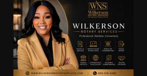 Professional portrait of Meikova Wilkerson promoting Wilkerson Notary Services in Tallahassee, Florida offering apostille services, remote online notarization, mobile notary services, federal apostille processing, international legalization, document cour