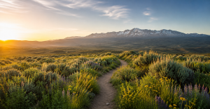 Natural path through sagebrush leading toward the Sierra Nevada mountains symbolizing recovery progress