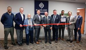 McFarland Johnson team is joined by elected officials, CenterState CEO representatives, clients, associates and community guests for the Syracuse Office ribbon-cutting