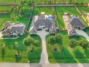 Aerial view of 18823 Quiet Water Way in the Grand Harbor community of Montgomery, Texas.
