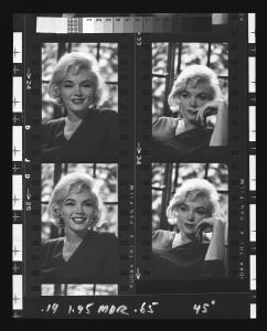 portraits of Marilyn Monroe arranged in a photo contact sheet