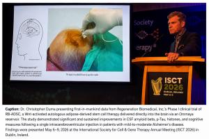 Dr. Duma at podium at ISCT meeting in Dublin, Ireland, May 8th, 2026