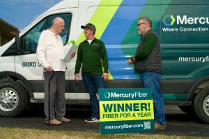 Don Smith accepts Mercury Fiber Internet Giveaway