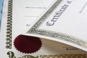 photo of a continuing education paper certificate of completion