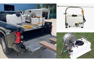 Commercial skid polytank deck portable in truck