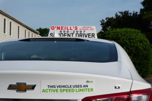 Back of driver training vehicle
