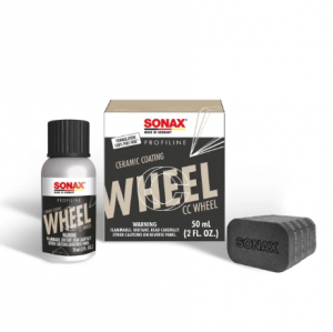 Bottle of SONAX CC Wheel ceramic coating designed for easier wheel cleaning and gloss enhancement