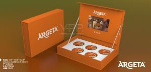 Argeta Video Box with built-in HD IPS LCD screen and custom packaging designed for branded product presentation and engagement.