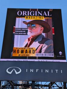 Howard Wiggins featured on a Nashville digital billboard display highlighting his Original Magazine cover, Nashville, Tennessee ©HowardWiggins