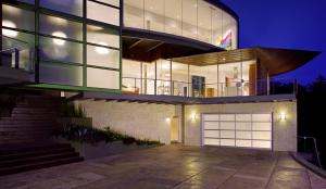 Contemporary aluminum and glass garage doors