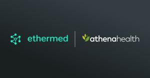 Ethermed and athenahealth marketplace logos side by side, representing their technology partnership to automate prior authorizations within the athenaOne platform.