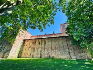 Exterior architecture of Abbazia di Santa Giustina Villa Badia in Sezzadio, Italy.