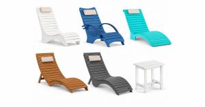 AquaCurve Aquawave in-pool lounge chairs and matching side table for shallow tanning ledges and sun shelves