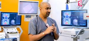 Dr. Mohana Rao Patibandla demonstrating advanced neuronavigation and brain mapping technology for minimally invasive neurosurgery at Dr. Rao’s Hospital (International Institute of Neurosciences) in Guntur, Andhra Pradesh.