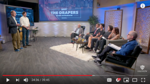 Axle AI cofounders Sam Bogoch and Patrice Gouttebel present for Tim Draper and the Meet the Drapers panelists