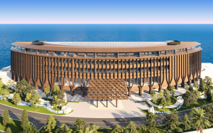 Rendering of the front facade of wellness retreat THE PASONA
