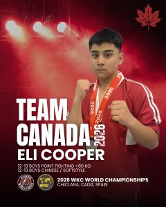 Team Canada, Athlete and Martial Artist Eli Cooper qualified for WKC World Championships in Spain