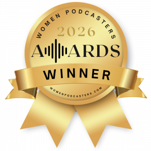 2026 Women Podcasters Awards Best Coaching Podcast Award winner graphic recognizing the Communication Queen Podcast hosted by Kimberly Spencer.