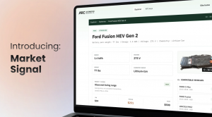 ARC Explorer showing Market Signal listing range data for a Ford Fusion HEV Gen 2 battery record.