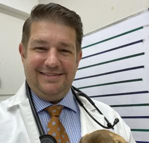 Dr. Dave Leatherman, at his practice of in home pet euthanasia in  San Clemente, CA.