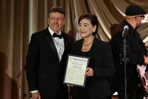 Steve Allen joins U.S. Representative Judy Chu as she presents Foothill Family’s official recognition submitted to the Library of Congress