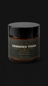 Single jar of The Workhorse by Rendered Tough in an amber glass container with a black lid and dark label on a clean dark background.