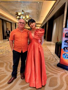 Solaren CEO Neil Pearce posing with a guest at EPCALM The Hope Gala 2026 inside Solaire Resort North, Quezon City.