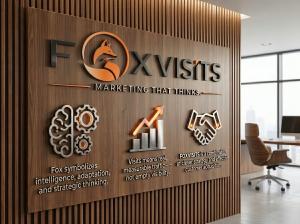 FOXVISITS LTD digital marketing agency office board with company logo and brand identity wall display