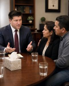 Chicago Workers Comp Lawyer Scott DeSalvo Giving a Consultation