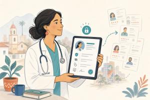 Un medico con su perfil digital