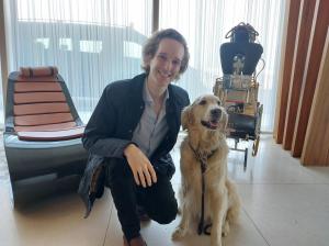 Felix Prehn, Goat Academy founder and his best friend, golden retriever Winston