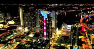 World’s Tallest Digital American Flag Lights-Up Paramount Miami Worldcenter Skyscraper