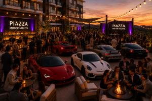 Conceptual rendering of PIAZZA Motor Nights, the opening-night experience of Monterey Car Week 2026.