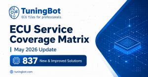 TuningBot ECU Service Coverage Matrix May 2026 Update with 837 new and improved ECU solutions