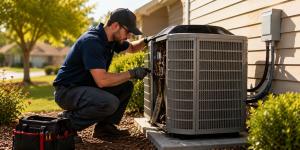 HVAC Technician Checking an AC Unit