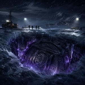 Ancient glowing structure discovered beneath Antarctic ice as researchers investigate a hidden civilization in a dark speculative thriller setting.