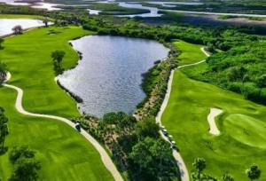 Aerial view of the River Strand Golf & Country Club, FL, golf course