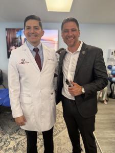 Justin Miller joins DocTok Podcast as the Vice President of Public Relations & Strategic Partnerships to lead corporate business development and multi-channel brand integrations. (Justin Miller pictured on the right with Dr. Erick Mejia).