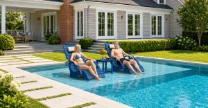 AquaCurve armrest model in-pool lounge chair with cup holder for sun shelf seating