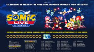 A graphic showing Sonic artwork and tour dates for the global tour.