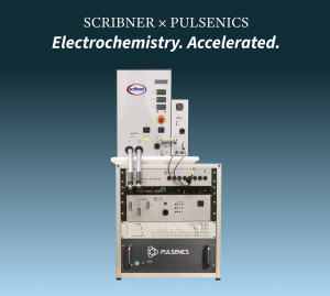 A promotional image showing a Scribner test system with an integrated Pulsenics Pulse Probe