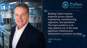 John Murphy, CEO of CyGen Alpha Systems, in a radiopharmaceutical manufacturing environment.